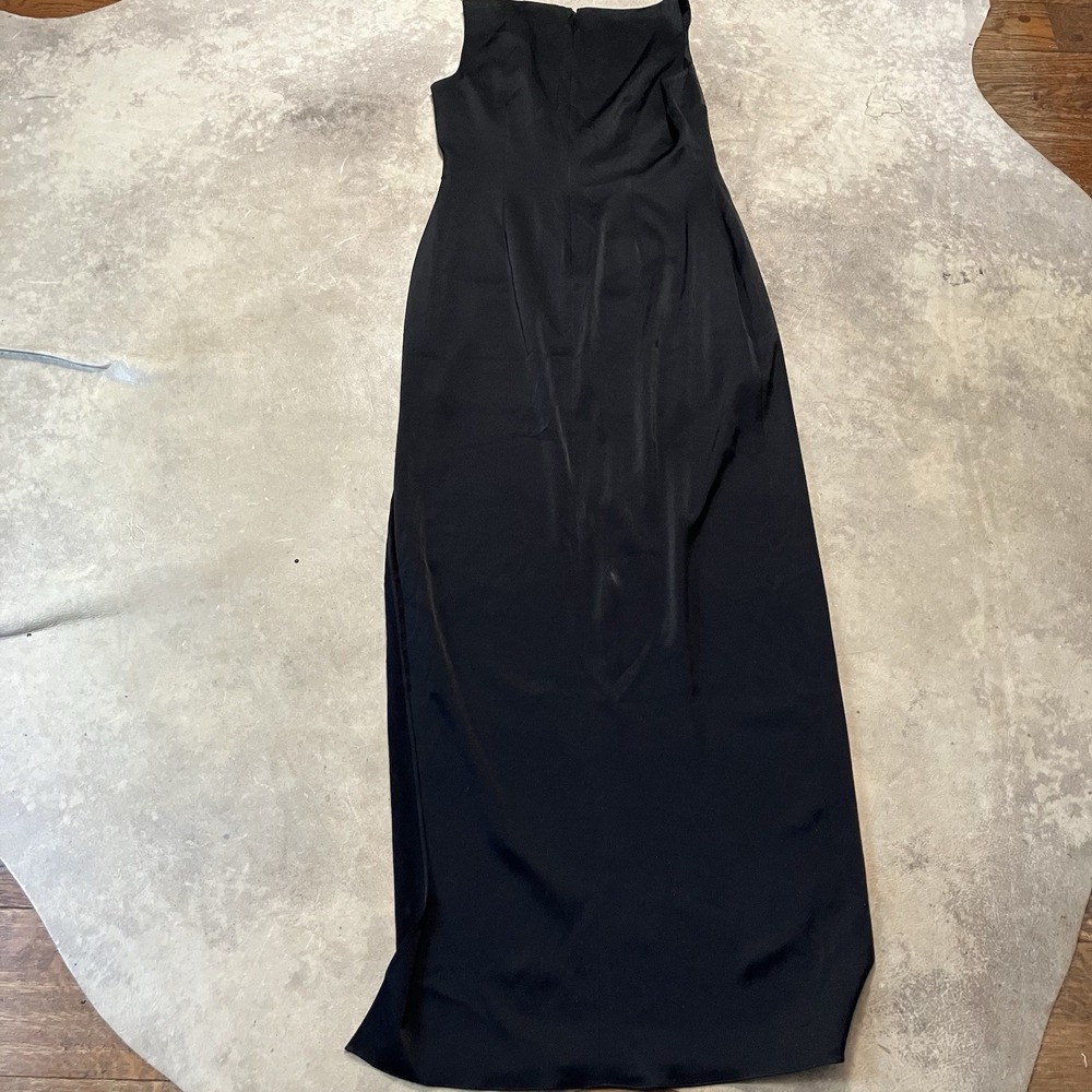 Rachel Zoe Dress Womens 8 Black Long Maxi Side Slit Sleeveless Deep Lace V Neck - Picture 7 of 12